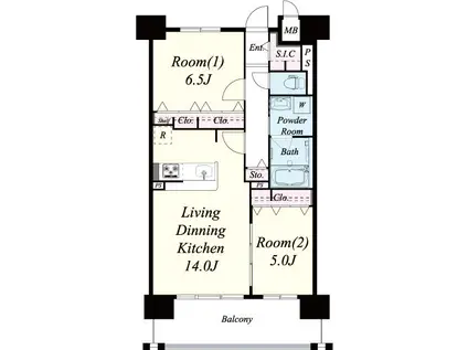 ショウエイ靱(1SLDK/6階)の間取り写真
