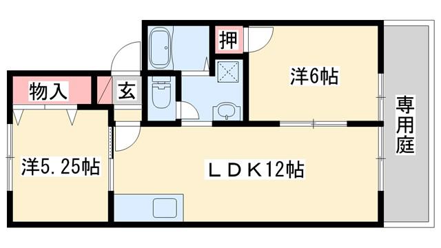 グランメゾン・I A棟(2LDK/1階)の間取り写真