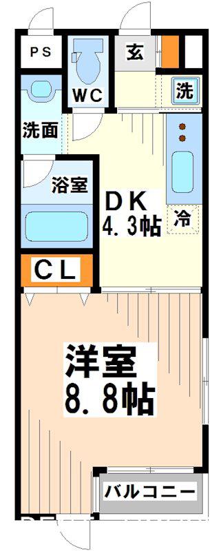 サンパラッツオ六番館 当社管理物件(1K/4階)の間取り写真