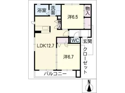 ソシアK(2LDK/2階)の間取り写真