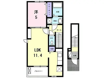 ビオーラ令豊(1LDK/2階)の間取り写真