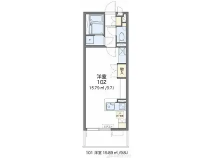 レオネクストボン(ワンルーム/1階)の間取り写真