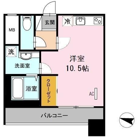 アロフト(ワンルーム/1階)の間取り写真