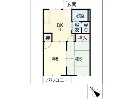 ボナール今本A(2DK/2階)の間取り写真