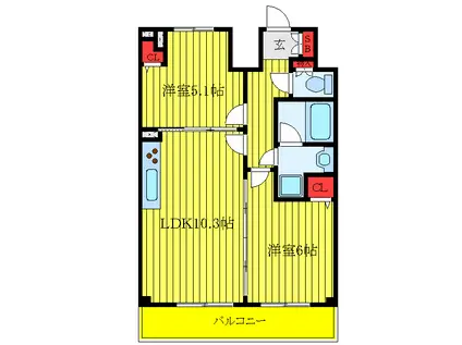 センテニアル王子神谷(2LDK/11階)の間取り写真