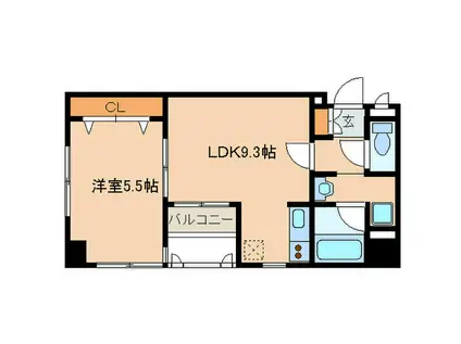 リッツ中央(1LDK/8階)の間取り写真