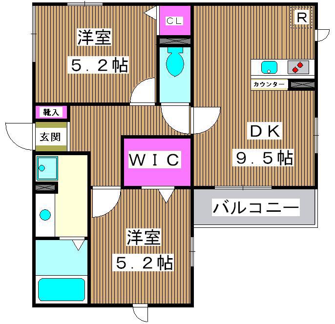 セリジェブラン赤塚新町(2DK/1階)の間取り写真