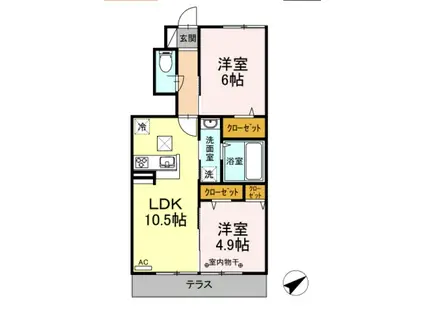 令美の杜(2LDK/1階)の間取り写真