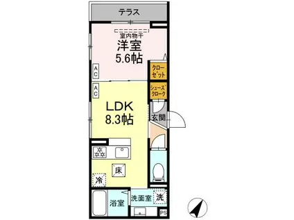 D PAINA 星川(1LDK/1階)の間取り写真