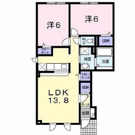 グリフィンドール(2LDK/1階)の間取り写真