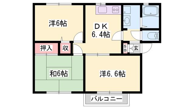 ノーブル北原(3DK/1階)の間取り写真