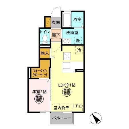 コネクト城南(1LDK/1階)の間取り写真