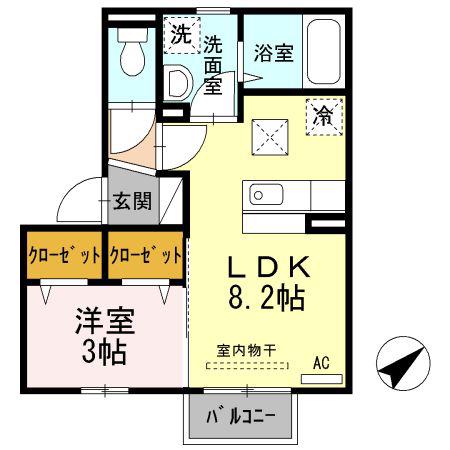 ウエストスクエア(1LDK/1階)の間取り写真