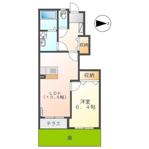 エクセル・パレス(1LDK/1階)の間取り写真