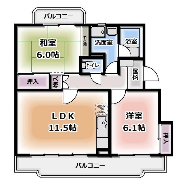 セピアコート中田(2LDK/1階)の間取り写真
