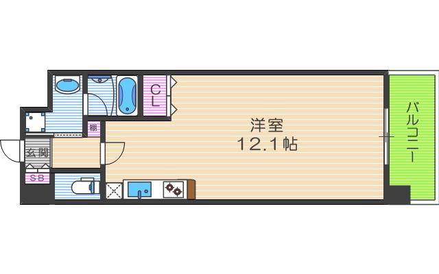 CUORE(ワンルーム/9階)の間取り写真