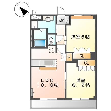 フリーデン(2LDK/2階)の間取り写真