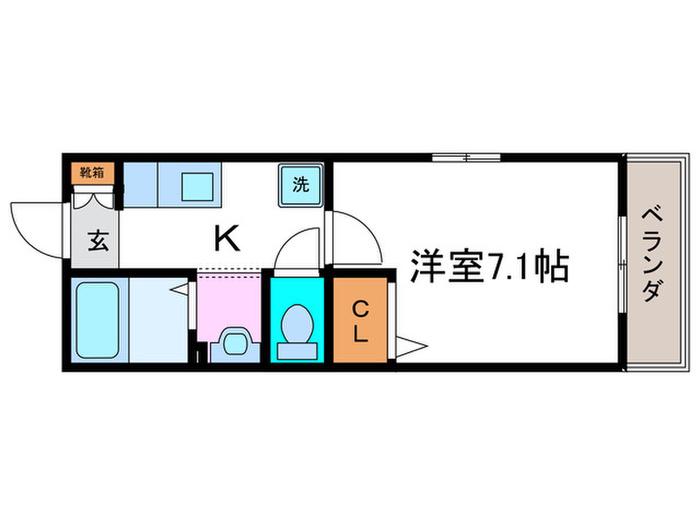 パピエRAKUSAI(1K/2階)の間取り写真