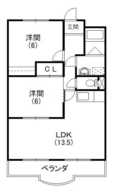ロイヤルシティ高丘(2LDK/4階)の間取り写真