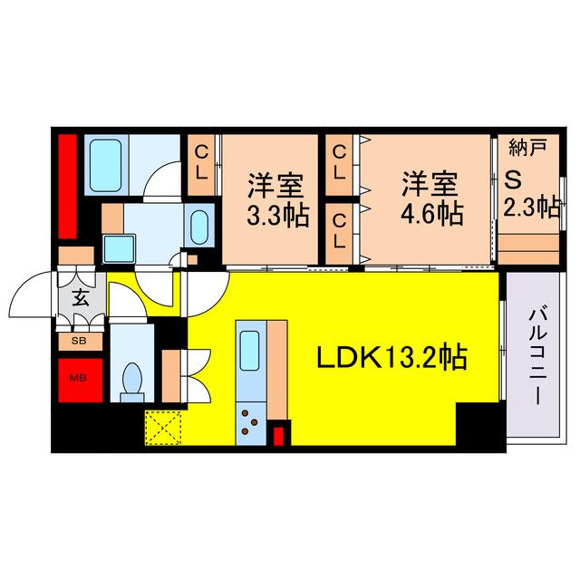 アーバネックス天満橋サウス(2SLDK/2階)の間取り写真