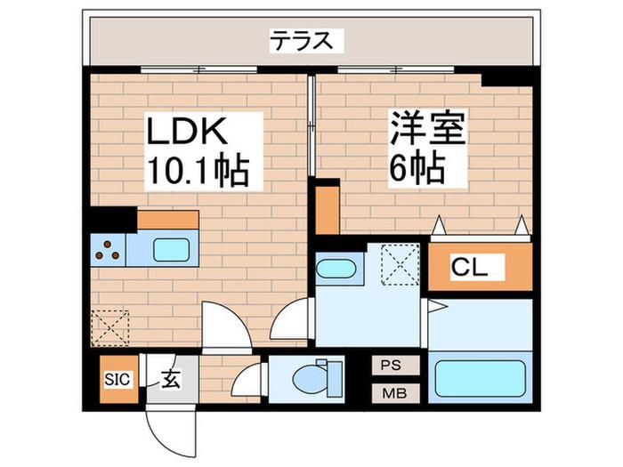 CHATEAU AVENIR 調布(1LDK/1階)の間取り写真