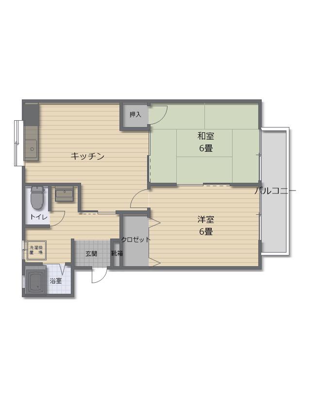 ハイムヤマキ A(2DK/2階)の間取り写真