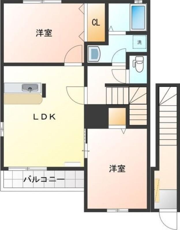 ミッテフリーデI(2LDK/2階)の間取り写真