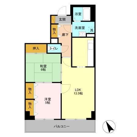 オーシャンビュー弐番館(2LDK/3階)の間取り写真