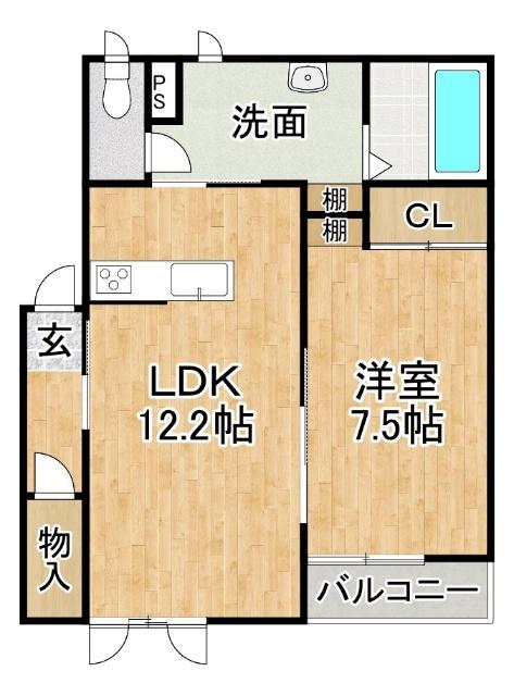 TOWN A&M(1LDK/2階)の間取り写真