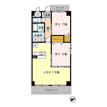マーヴェラス(2LDK/1階)の間取り写真