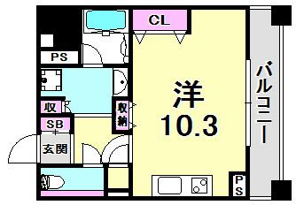 西宮アネックス(ワンルーム/3階)の間取り写真