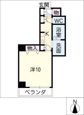 エースリービル(1K/6階)の間取り写真