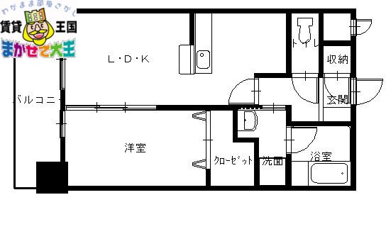 ABITI浜町(1LDK/4階)の間取り写真