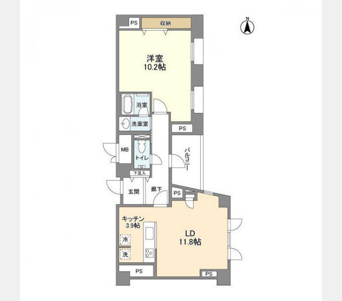 パティオ南麻布(1LDK/5階)の間取り写真