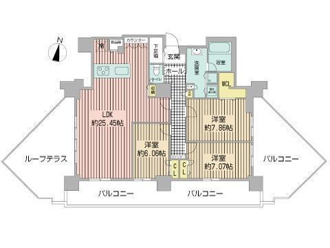 パシフィックタワー札幌(3LDK/28階)の間取り写真
