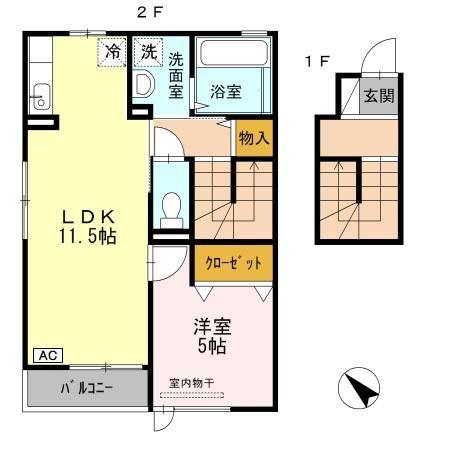 アネックスグランドール(1LDK/2階)の間取り写真