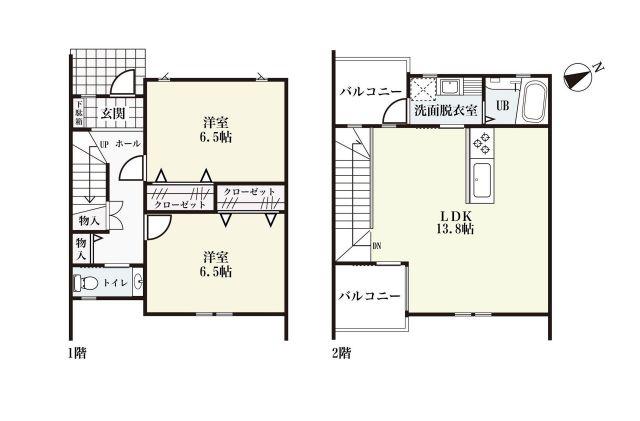 プレミアム上砥川(2LDK/1階)の間取り写真