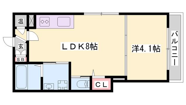 GRANDIR姫路京口(1LDK/2階)の間取り写真