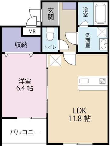 ザ・コンフォート蔵本(1LDK/2階)の間取り写真
