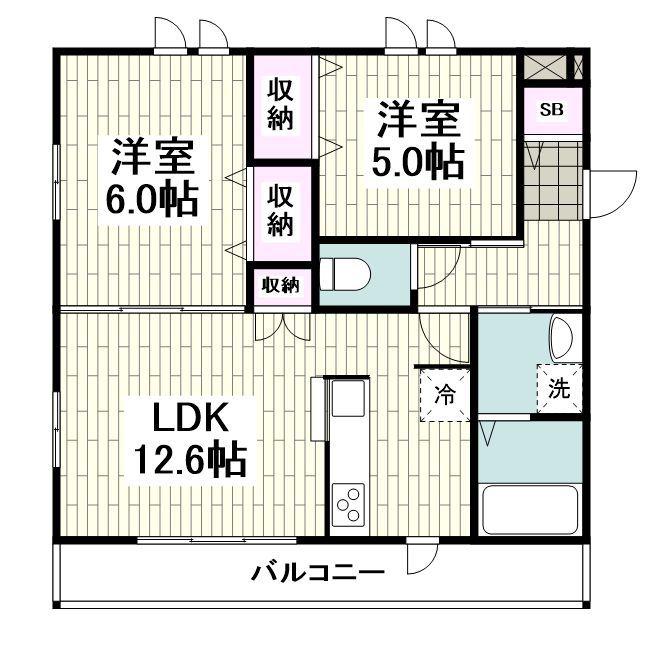 イーストハウス鵠沼(2LDK/2階)の間取り写真