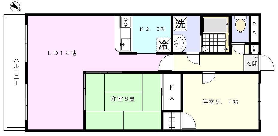 ハイムマーサ(2LDK/1階)の間取り写真