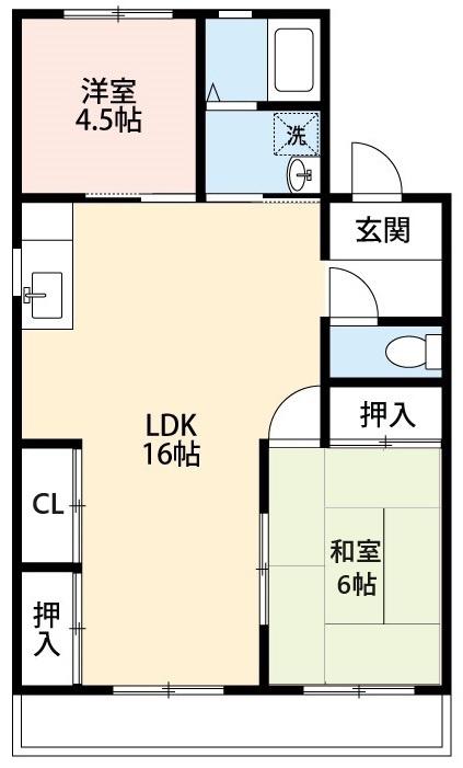 マンション本間(2LDK/1階)の間取り写真