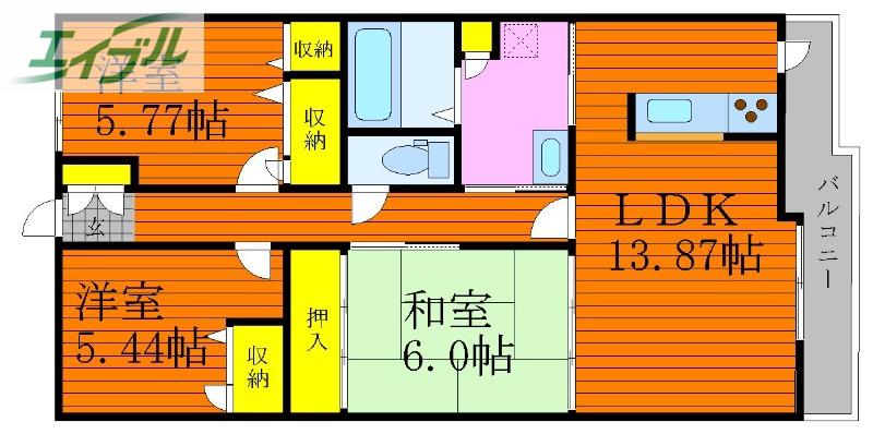 サーパス東古松通(3LDK/8階)の間取り写真