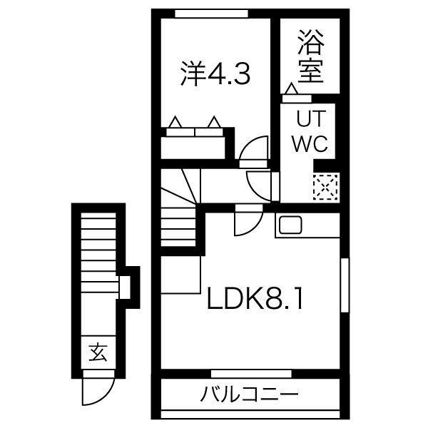 セレーノ2(1LDK/2階)の間取り写真