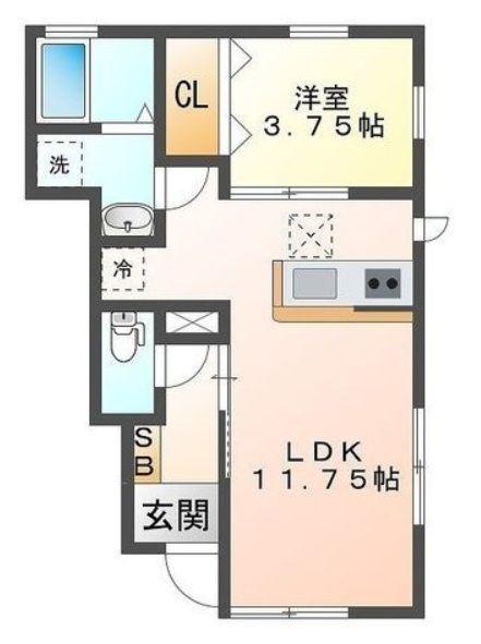 リーブルファイン算所2(1LDK/2階)の間取り写真