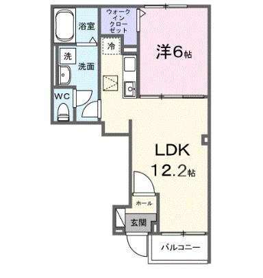 グロウヒルズ(1LDK/1階)の間取り写真