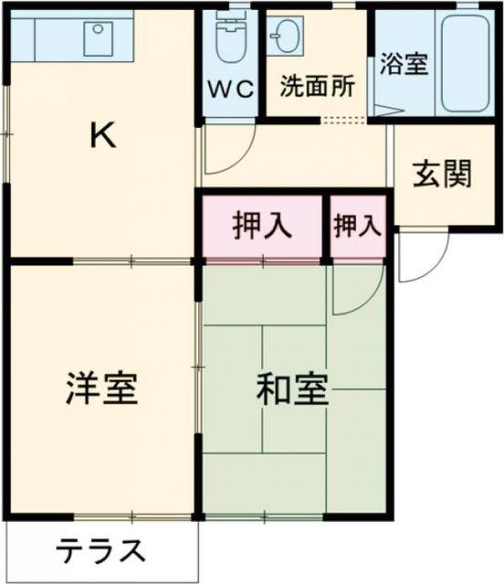 フォーレスタカオカ(2K/1階)の間取り写真
