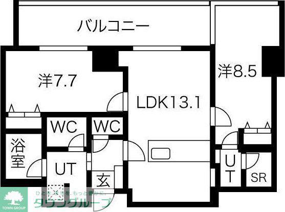 さくらHILLS NISHIKI PLATINUM RESIDENCE(2LDK/14階)の間取り写真