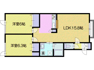 スリムリバーハイツIII(2LDK/1階)の間取り写真