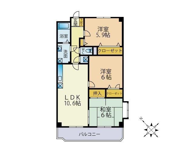 コンフォート香椎東(3LDK/2階)の間取り写真